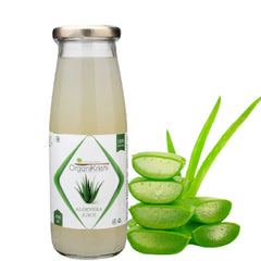 Organikrishi Aloe Vera Juice With Pulp In Glass Bottle, Barbadensis Miller Variety, No Added Sugar | 450ml 0.9lbs