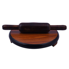 Brown Wooden Chakla With Wooden Rolling Pin Or Belan - 9 Inch | Roti Maker, Rolling Board