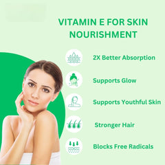 Vowel's Enterprise Vowl's Enterprise Vitamin E , For Beautiful Skin, Healthy Hair Nutrition And Eyes | 50 Capsules , 100gm 0.2lbs