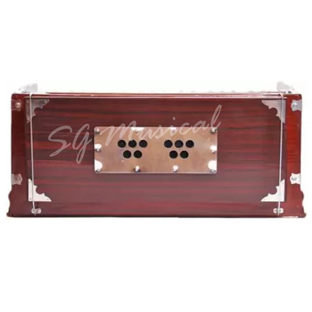 Musical Instrument Harmonium - 7 Stopper (5 Stops 2 Drones), 3 1/4 Octave, 39 Keys, Two Reeds (Bass+ Male) | Tuning 440 Standard Pitch - Two Side Carry Handles, Jaali Frame On Keys