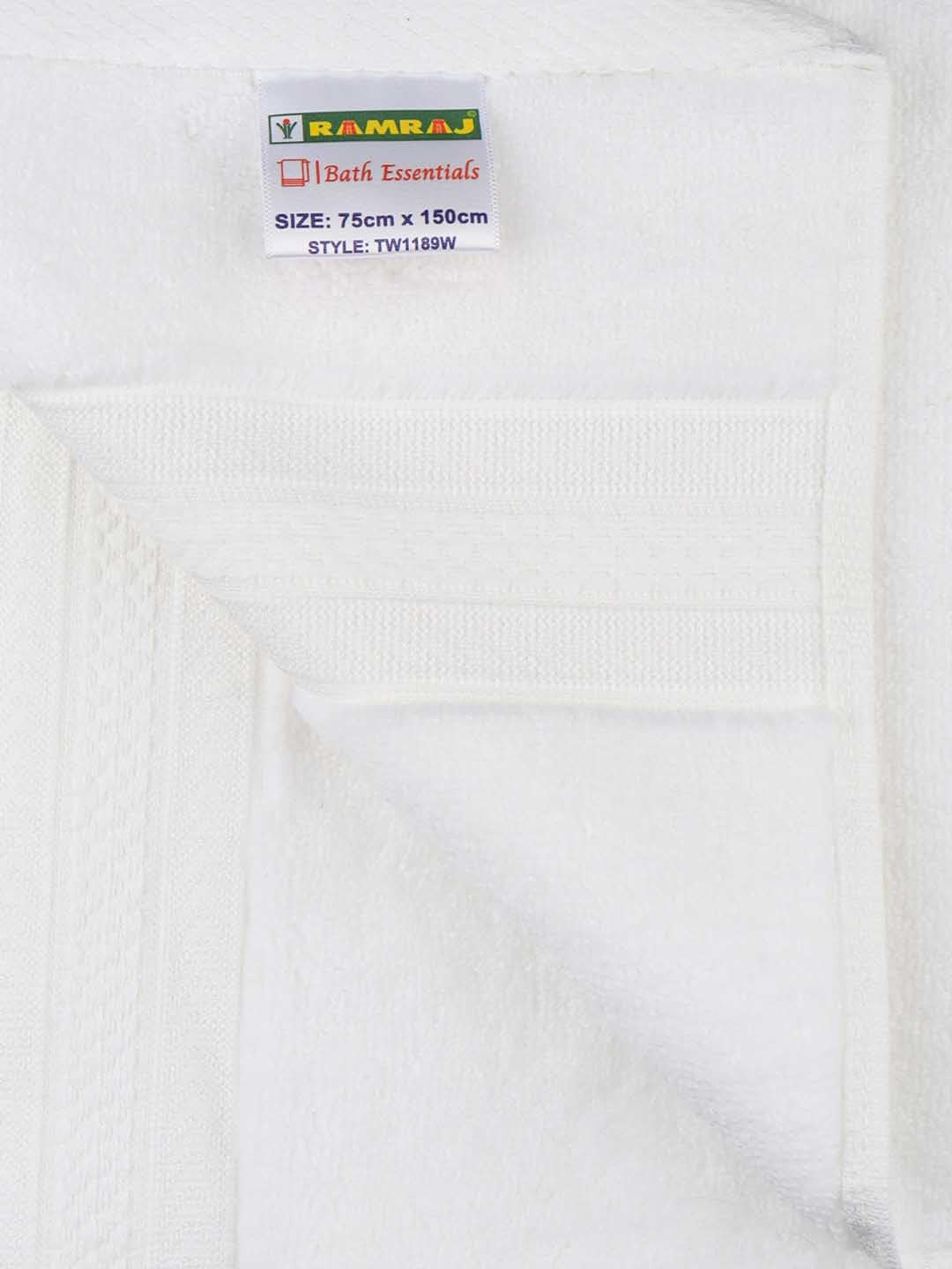 Ramraj Cotton Soft & Absorbent Terry Bath Towel 450 Gsm (White)
