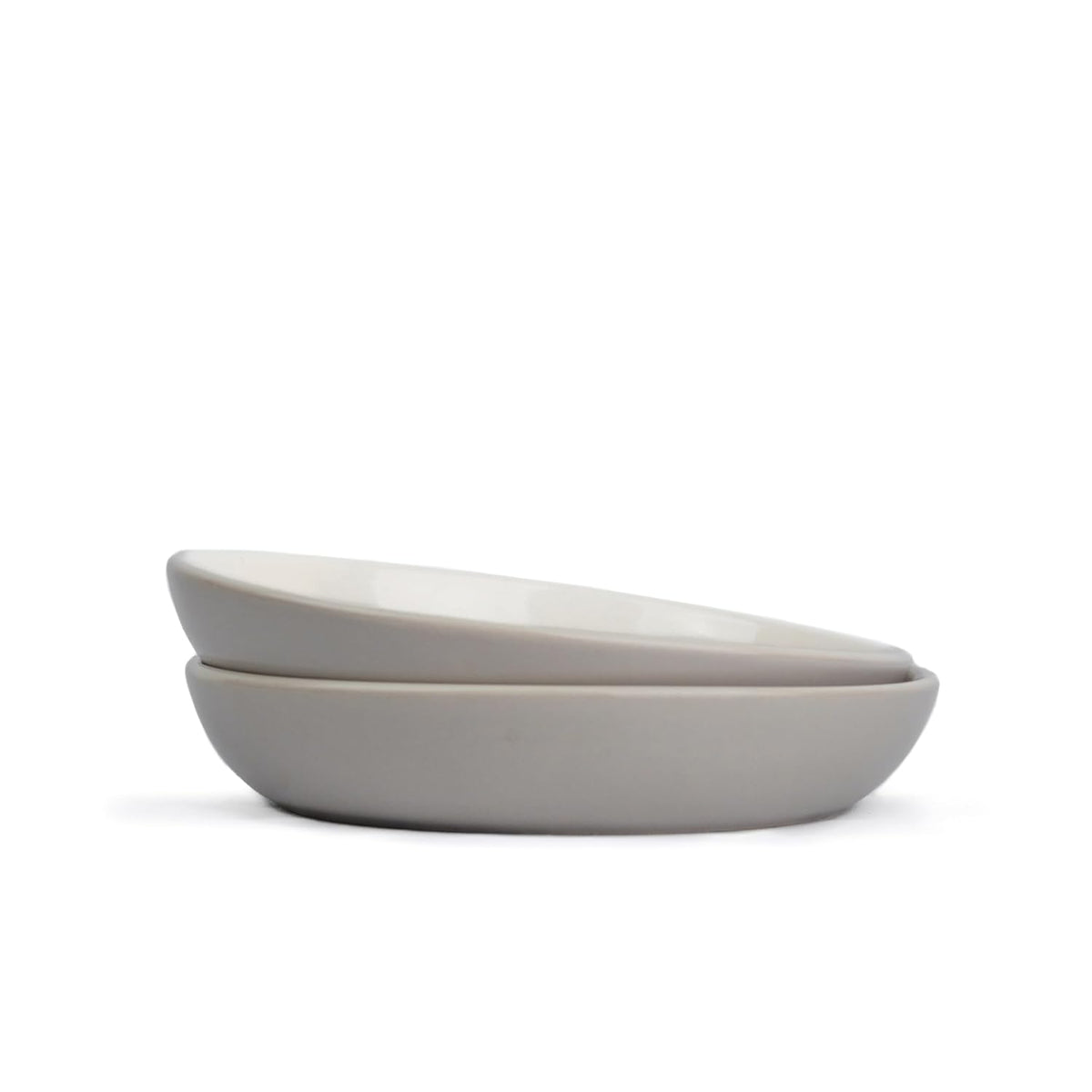 Ceramic Pasta Bowl Set Of 2 Pcs, 22cm - Grey Outside, 300ml Each | Stoneware Ceramic Serving Bowls With Glossy Finish | Pasta Plate - Deep Plate | Ceramic Bowl - Pasta Serving Plate