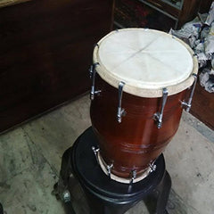 Professional Sheesham Wood Bolt Fitting Dholak Drum - Brown | Perfectly Symmetric Round Dholak - Dholak For Festival, Wedding, Satsang | Very Easy To Tune