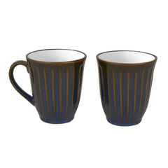 Ceramic Coffee Mugs Set Of 2 - 300ml Each, Blue & White | Milk Mugs - Chai Cups - Tea Cups & Mugs