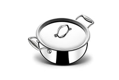 Artisan Triply Stainless Steel Belly Saucepot With Lid | Induction Base Casserole - Biryani Pot Or Handi - Stew Pot 4.3 Liters, 22cm