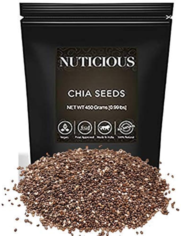 Nuticious Organic Chia Seeds, Gluten Free & 100% Vegan, Plant Based Protein, Highly Nutritious & Source Of Essential Macronutrient | 450gm 0.9lbs