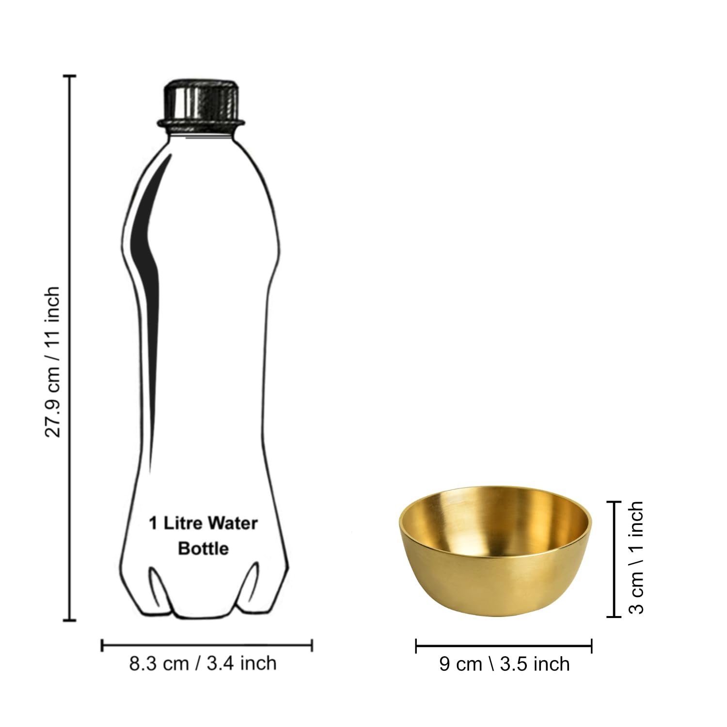 Premium Pure Brass Heavy Bowl For Eating | Diameter - 4 Inches, 200ml, 190 Gm, Matte Finish, Golden Color - Peetal Katori For Pooja