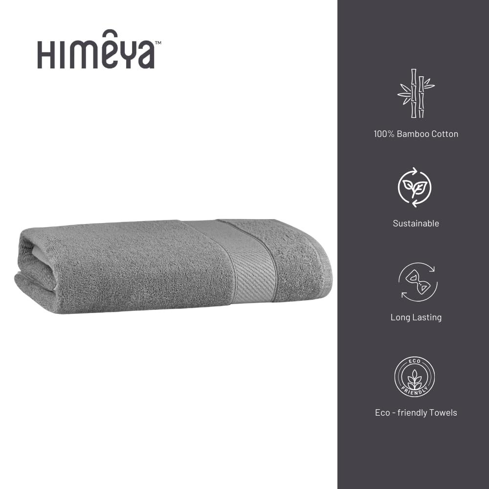 HimêYa Bamboo Bath Towel 400 Gsm | 100% Cotton Bamboo Towel For Men & Women (Steel Grey)