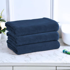 Black Gold The Finer Touch Microfiber Bath Towels 1500 Gsm | Super Absorbent, Lightweight, Ultra-Soft, Fade Resistant (Navy Blue) - Pack Of 3