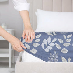 Printed Double Bedsheet With 2 Pillow Covers - 78x72+10 Inches, Light Grey | King Size Elastic Fitted Double Bedsheet Wrinkle Free & Breathable