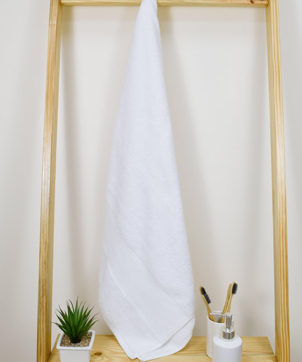 Rangoli Soft Absorbent Durable Towels Earthly Egyption Cotton Plush Oversized Bath Towel 600 Gsm (White)