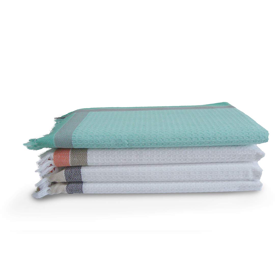 Athom Living Light Weight Cotton Premium Waffle Border Bath Towel | Pack Of 4