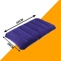 Air Pillow - Blue Soft Velvet Air Inflatable Neck Cushion For Travel, Car, Camping Pillow | Adjustable Foam Support, Portable Lightweight Comfort Rest, Tourist, Sleeping Support - Pack Of 2