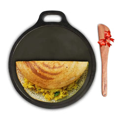 Super Smooth Cast Iron Tawa For Dosa, Chapathi + Free Spatula - 30.5cm, 12 Inch, 3 Kg | Induction Friendly, Naturally Nonstick, Pre-Seasoned Tawa, 100% Pure & Toxin-Free