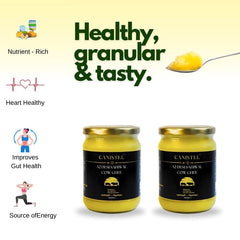 Premium A2 Desi Sahiwal Cow Ghee By Canistel | Traditionally Hand Churned With Bilona Method Healthy Pure Desi Ghee For Body Joint Pain | (500ml) 16.9 Ounce | Glass Jar