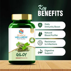 Search Wellness Ayurvedic Giloy Guduchi, Herbal Giloy Ghanvati For Blood Purification, Detoxifies The Body, Enhances Strength & Stamina, Immunity Booster | 60 Capsules 100gm 0.2lbs Each Pack Of 3