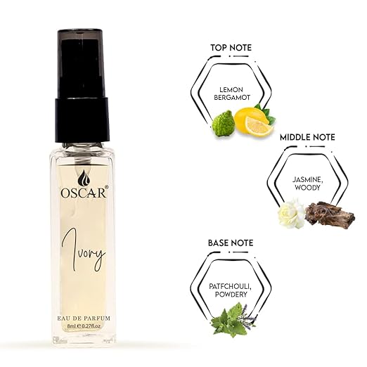 Oscar Ivory Mini Pocket Perfume For Women 8 Ml 0.2 Fl.oz. | Patchouli & Powdery Notes | Mini Perfume | Travel Size Perfume | Floral Fragrance | Edp | Women & Girl