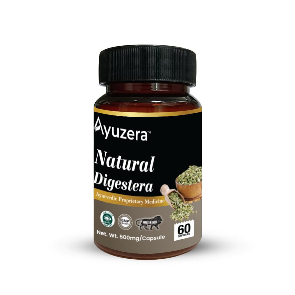 Ayuzera Natural Digestera, Food Supplements, Ajwain Extract, Jeera Extract, Sounf Extract, Methi Extract, Kala Namak Extract | 60 Capsules, 100gm 0.2lbs