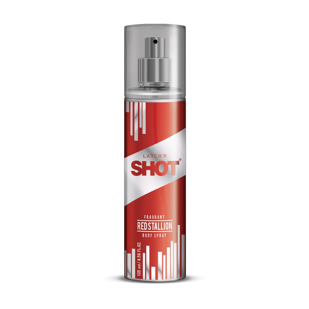 Layer'r Shot Red Stallion Deodrant Body Spray For Men 135ml 4.56 Fl.oz. | Perfect For Every Occasion