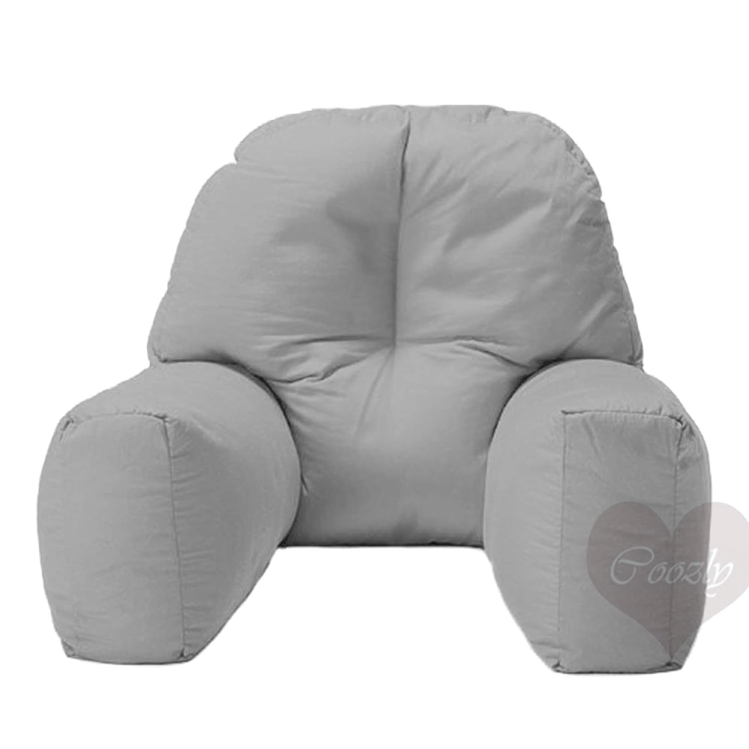 Backrest & Reading Pillow, Bed Support Pillow With High Armrests, Light Grey - X Large Size | 100% Cotton Removable Cover | For Back & Shoulder Support, Comfortable Pillow - Pack Of 1