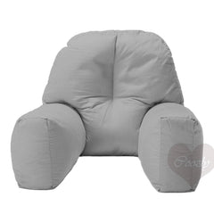 Backrest & Reading Pillow, Bed Support Pillow With High Armrests, Light Grey - X Large Size | 100% Cotton Removable Cover | For Back & Shoulder Support, Comfortable Pillow - Pack Of 1