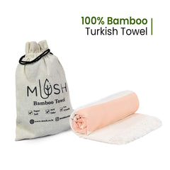 Mush Bamboo Turkish Towel 280 Gsm | 100% Bamboo Ultra Soft, Absorbent & Quick Dry Towel For Bath, Beach, Pool, Travel, Spa & Yoga (N. Peach) 250 Tc