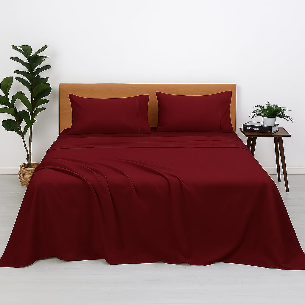 Microfiber Double Bedsheets With 2 Pillow Cover - 90 X 100 Inches, Marron | Good Or Home, Hotel, Villa, Resort & Guest House | Wrinkle Free Luxury
