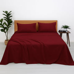 Microfiber Double Bedsheets With 2 Pillow Cover - 90 X 100 Inches, Marron | Good Or Home, Hotel, Villa, Resort & Guest House | Wrinkle Free Luxury