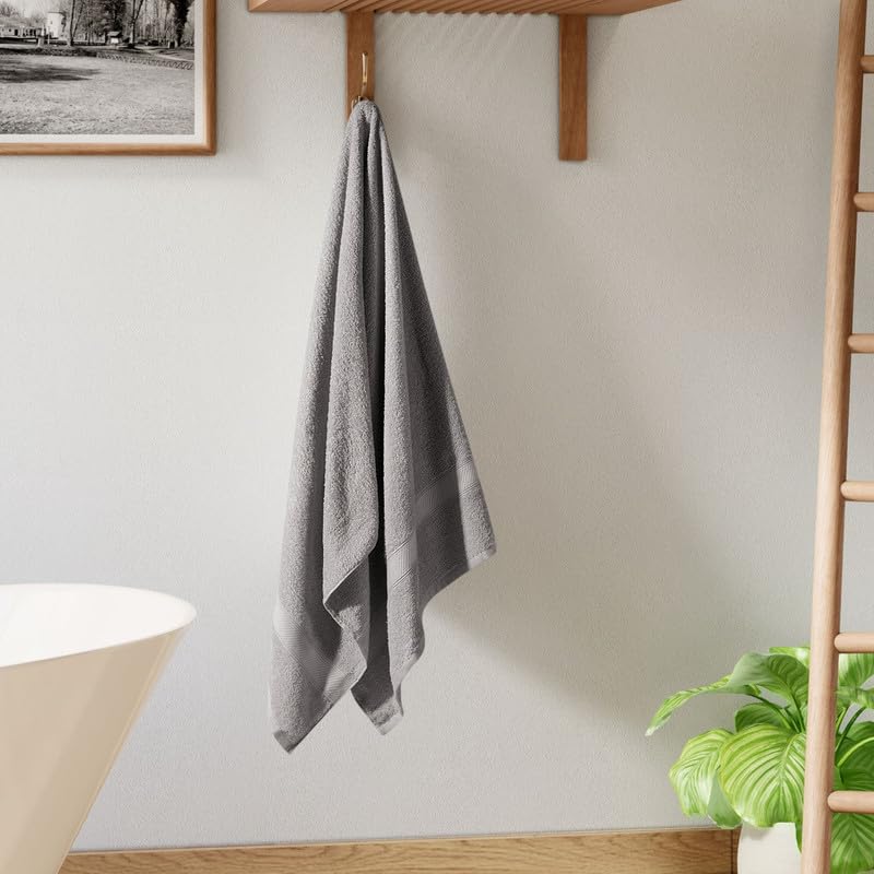 Welspun Alpha Cotton Large Bath Towel Soft & Absorbent 500 Gsm (Dobby - Light Grey)