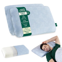 Cervical Pillow For Sleeping, Orthopedic Bed Pillow, Sky-Blue, Standard Size - 4 Inch | Soft Pillow For Neck & Shoulder Pain - Engineered Latex Soft Pillow | For Stomach Sleepers - Set Of 2