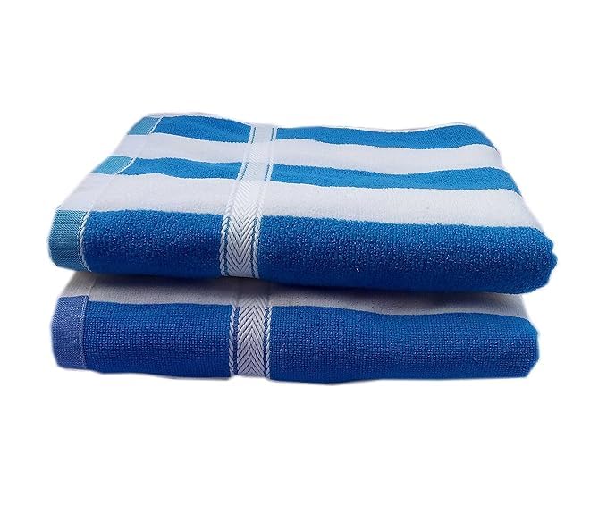 Hanorix 100% Cotton Large Size Bath Towel 900 Gsm | Soft Bath Towel For Men & Women Ultra Absorbent Cotton Towel Soft & Absorbent Towel (Blue line) - Pack Of 2