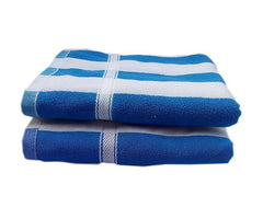 Hanorix 100% Cotton Large Size Bath Towel 900 Gsm | Soft Bath Towel For Men & Women Ultra Absorbent Cotton Towel Soft & Absorbent Towel (Blue line) - Pack Of 2