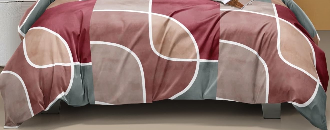 1 Single Glace Cotton Flat Bedsheet With 1 Pillow Cover & Single Comforter - 60 X 90 Inches, Multicolor | Soft & Durable For Everyday Use - All Season Comfort