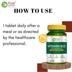 Pure Nutrition Vitamin B12 , Active Form Of Methylcobalamin | For Men & Women , Helps Boost Immunity & Energy , Promotes Brain & Nerve Health | 60 Veg Tablets , 100gm 0.2lbs , Each Pack Of 2