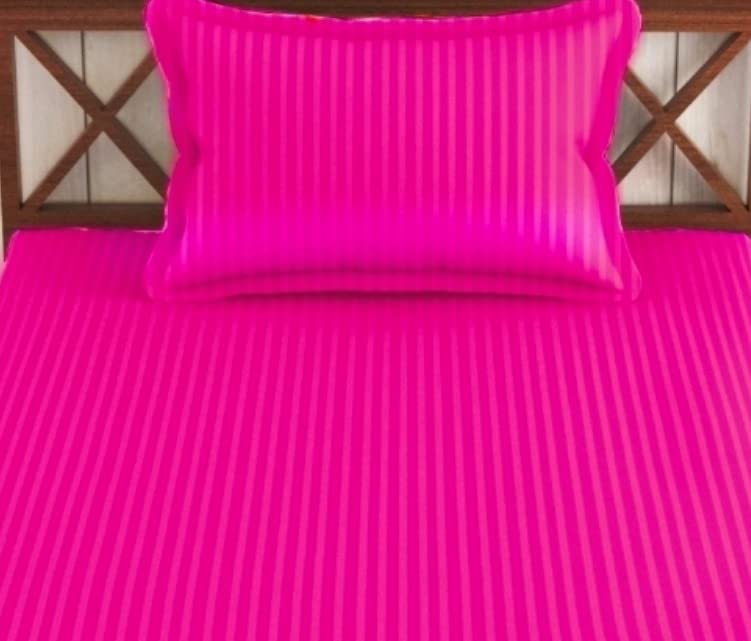 Cotton Single Bedsheet 1 Pillow Cover - 38 X 80 Inches, Dark Pink | All Around Elastic Fitted Bedsheet | Durable & Long Lasting Fabric, Naturally Breathable & Wrinkle Free