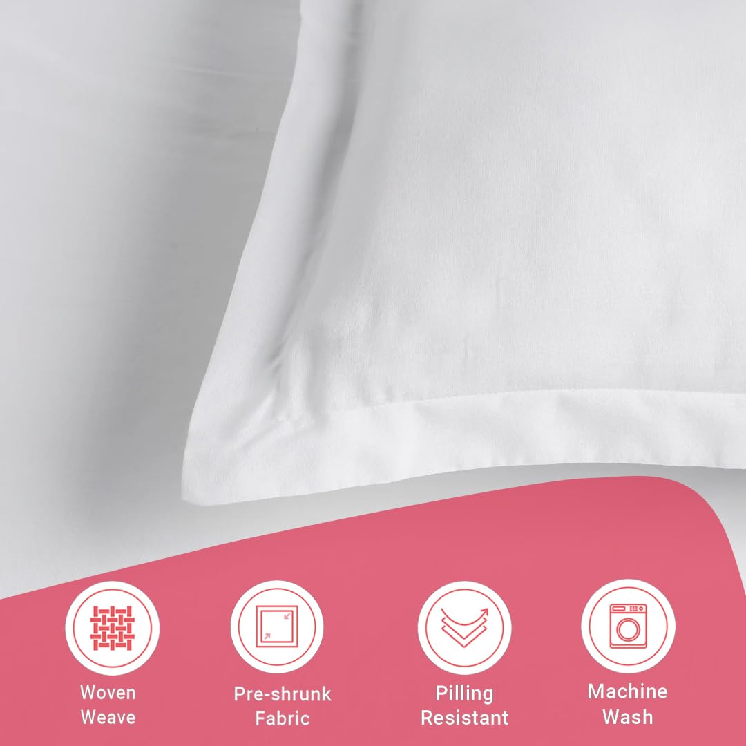 Queen Size Bedsheet For Double Bed With 2 Pillow Cover - 60 X 78 Inches, Mist White | 100% Cotton, Soft & Breathable - Bedsheet Collection