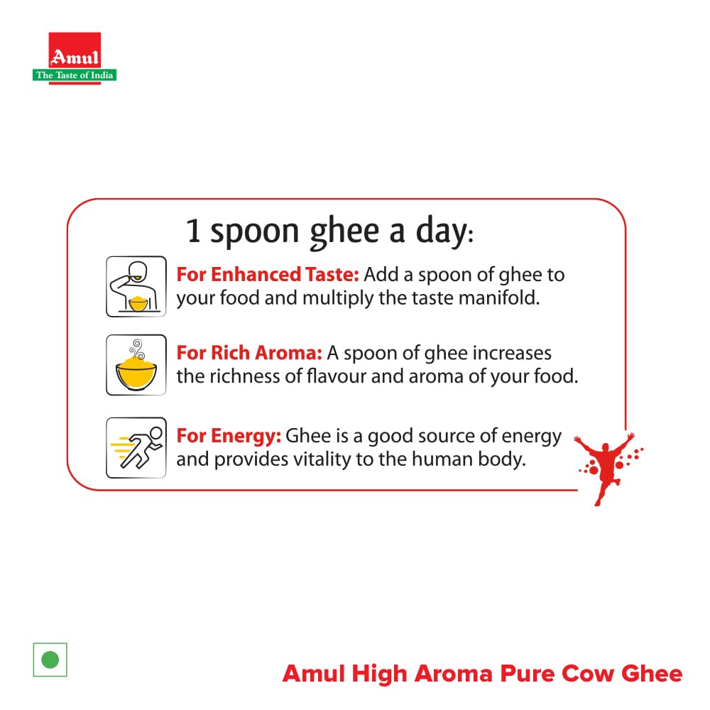 100% Natural Cow Ghee By Amul | Good Source Of Healthy Desi Cow Ghee Perfect For Boost Energy | (200ml) 6.7 Ounce | Jar Pack