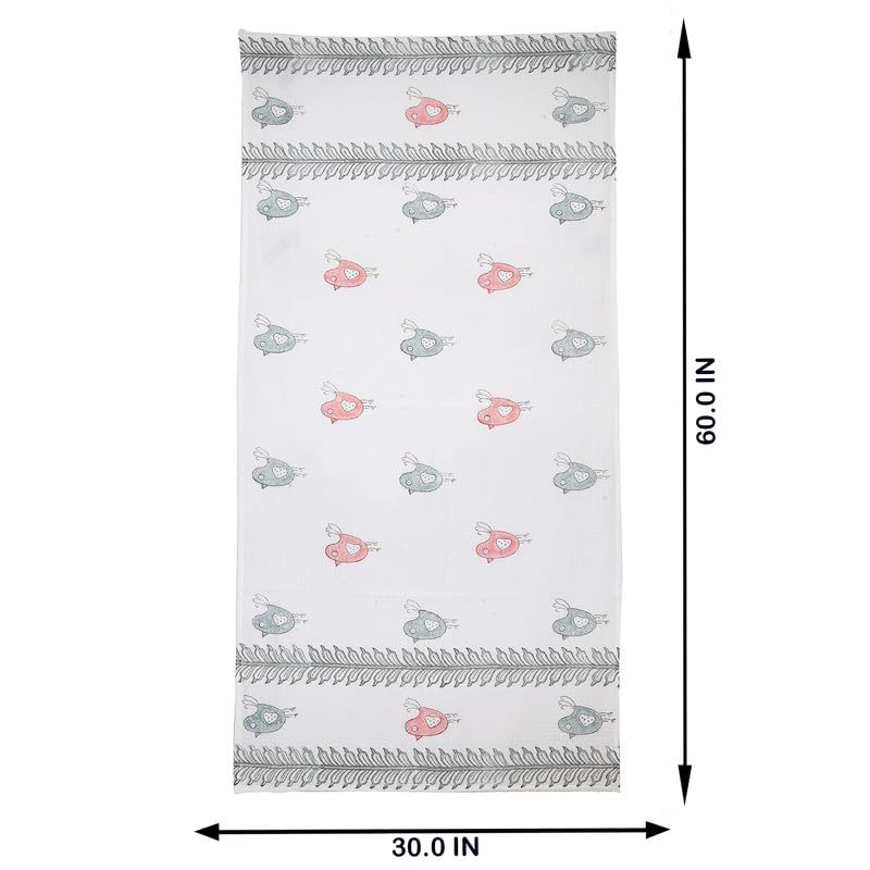 Texstylers 100% Cotton Waffle Weave Bath Towel 600 Gsm | Soft, Quick Dry, Lightweight & Absorbent Large Size Spa Towel For Bathroom, Gym, Travel (Red Bird) -Pack Of 2