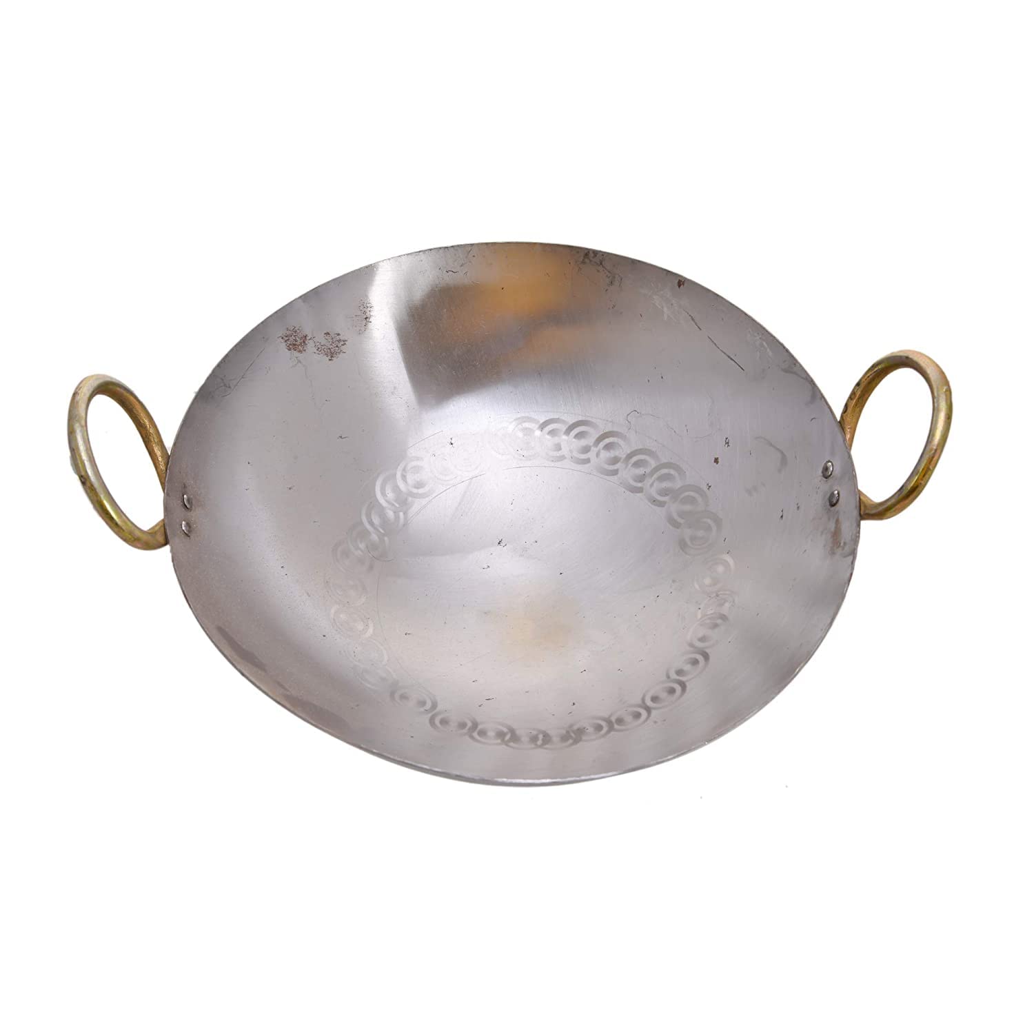 Heavy Base Silver Iron Kadhai, 500ml | Kadai With Handle For Kitchen - Deep Frying Kadai | Free Stainless Steel Scrubber