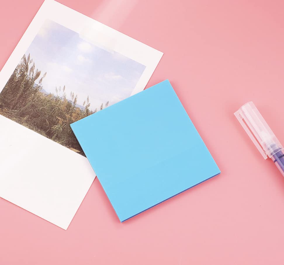 Transparent Memo Sticky Notes, Waterproof 50 Sheets Sticky Pet Note, Blue - Pack Of 3