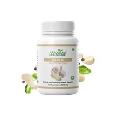 Aarogyam Healthcare Garlic Capsules Natural Dietary Supplement For Immune Support, Cardiovascular Health & Antimicrobial Benefits | 60 Capsules 100gm 0.2lbs