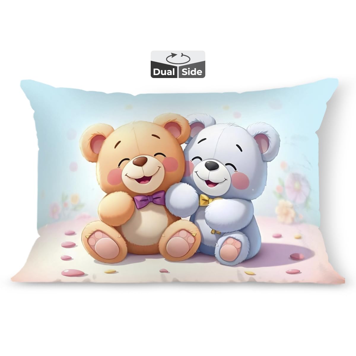 Kids Pillow Cushion With Super Soft Fabric, Animal & Cartoon Prints - 12x18 Inches | Dual Sided Design, Durable & Easy Care | Large & Versatile, Multi-Purpose, Made In India - Design 24