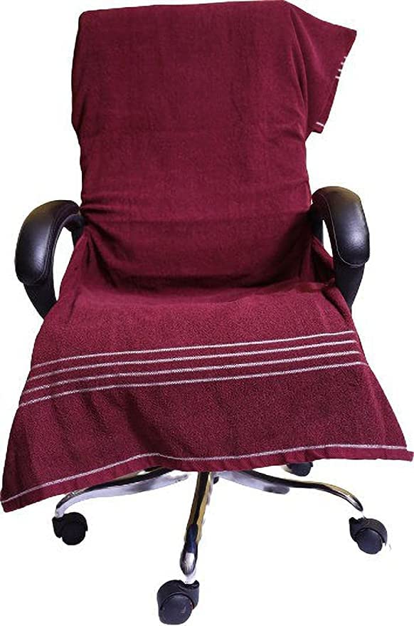 Ck Creation Cotton Big Size Solid Luxury Office Chair Towel With Tie Knot 1100 Gsm (Maroon) - 2 Pcs