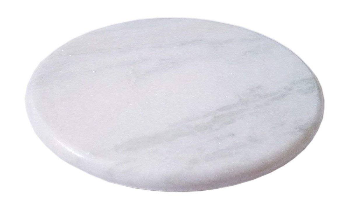 White Marble Chakla 9.5 Inch, Made In India | Conveniently Designed Chakla - Roti Maker, Rolling Board