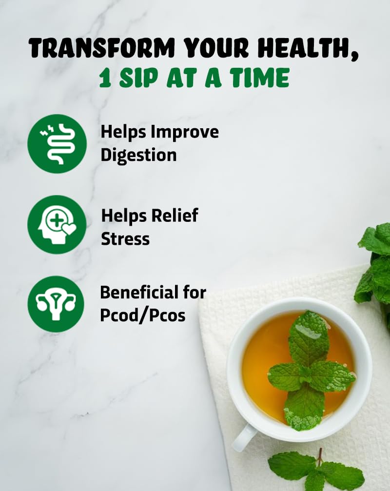 True Elements Spearmint Herbal Tea - 100gm, 3.5 Ounce | Helps In PCOS & PCOD - Ready To Drink Calming Tea | Caffeine Free Loose Leaf Tea