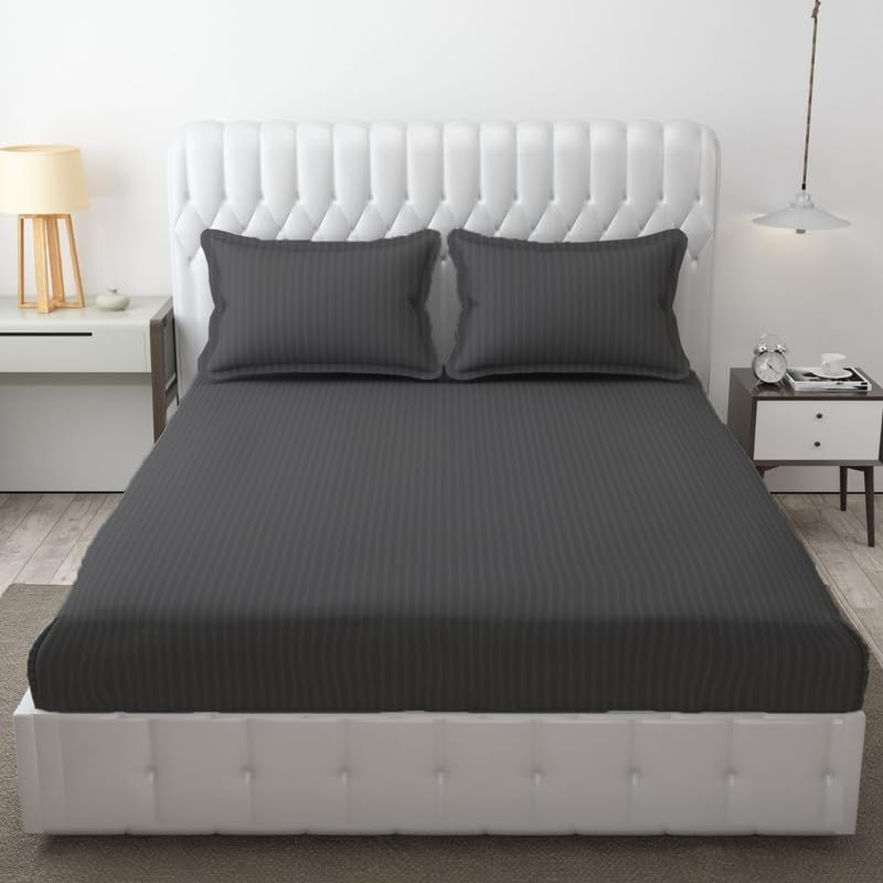 Wrinkle Resistant King Size Bedsheet With 2 Pillow Cover - 108 X 108 Inches, Grey | Smooth, Breathable, Comfortable Double Bedsheet