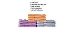 Caslino Small Cotton Face Towels 1200 Gsm | Soft & Absorbent Towel For Women & Men - Multicolor (Pack Of 12)