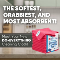 Microfiber Wholesale Buff Pro Multi-Surface Microfiber Cleaning Cloths 400 Gsm | Premium Microfiber Towels For Cleaning, Kitchens & Bathrooms (Red) - Pack Of 12