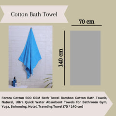 Fezora 100% Cotton Bath Towel 450 Gsm | Ultra Soft, Quick Dry, High Absorbency, Skin-Friendly Large Size Bath Towel (Light Blue)