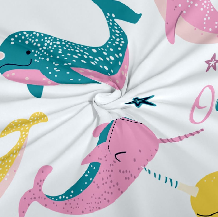 Cartoon Printed Double Bedsheet For Kids With 2 Pillow Cover - 72 X 78 X 10 Inches, Multicolor | Cotton Feel All Around Elastic Fitted King Size Double Bed